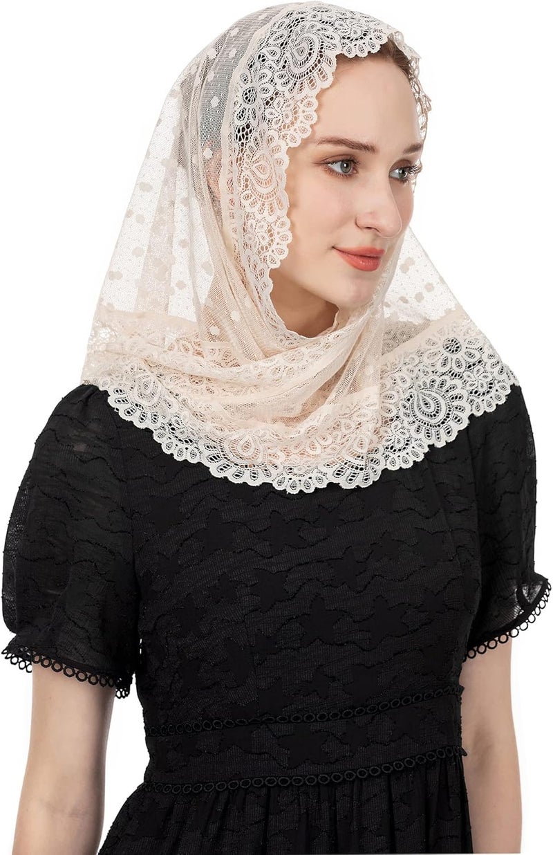 Wgior Triangle Vintage Inspired Lace Chapel Veils Catholic Mass Head Covering Scarf Mantilla Veils for Church - Image 5